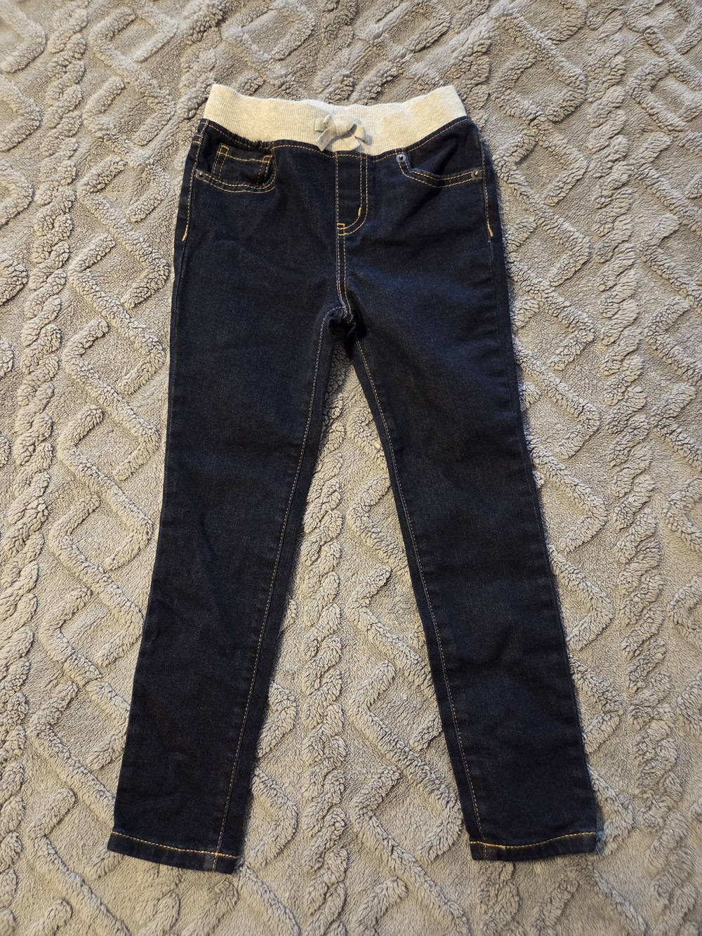 Cat & Jack, 6, Dark Blue Skinny Jeans with Gray Waistband